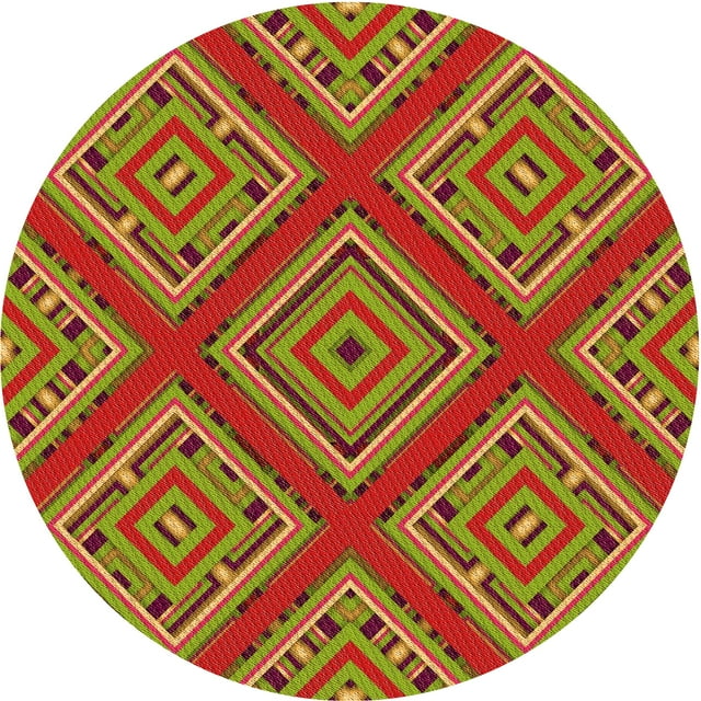 Ahgly Company Machine Washable Indoor Round Transitional Pistachio Green Area Rugs, 7' Round