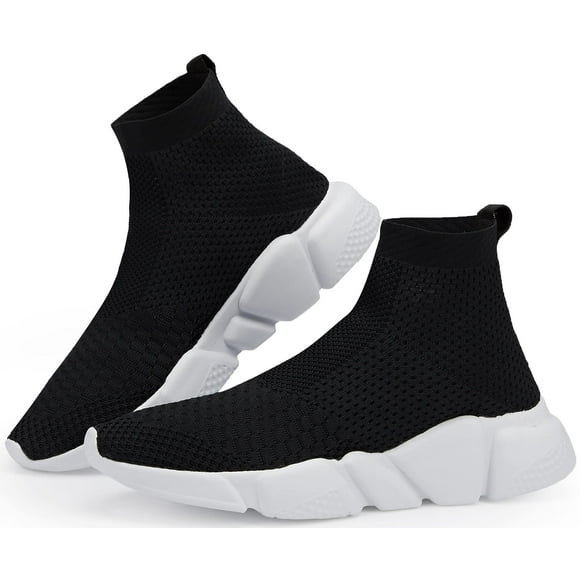 Santiro Black High Top Sneakers for Men Running Shoes Knit Breathable Lightweight Walking Shoes Casual Athletic Sports Shoes Black 12 US