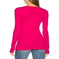 thumbnail image 3 of T-shirt pour Femmes à Manches Longues, Col Rond, Uni, Coupe Ajustée, Hauts d'Automne, T-shirts Basiques, Vêtements d'Automne, 3 of 5