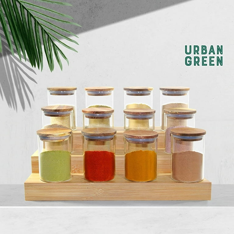 Glass Spice Jars With Bamboo Lid, Airtight Glass Jar, Glass