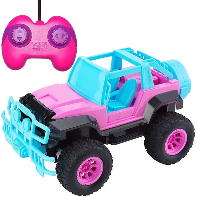 Coche RC para niñas, el más nuevo camión de control remoto todoterreno púrpura a escala 1:20, juguetes para vehículos de pie grande con baterías recargables y luz LED (camión Rc rosa) JM JM