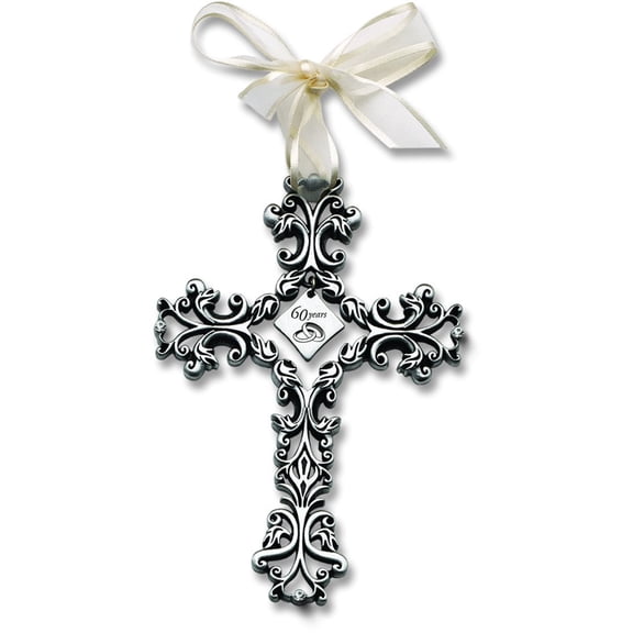 Cathedral Art 5-Inch 60-Year Anniversary Wall Cross – Commemorative Religious Keepsake