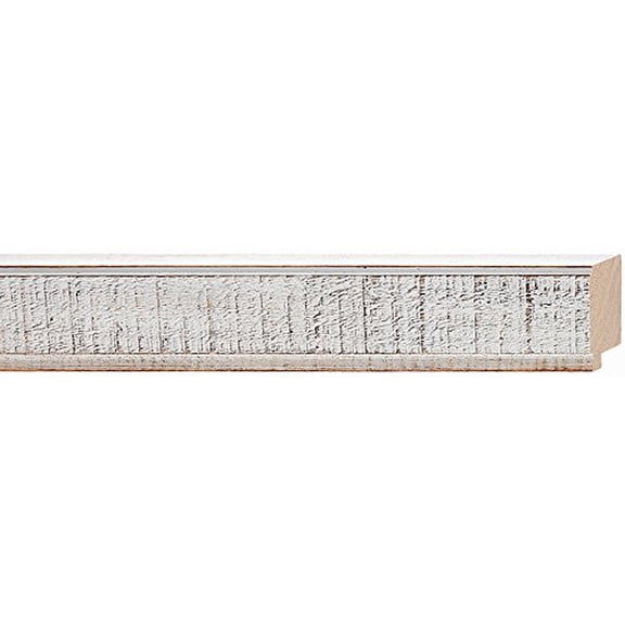 Picture Frame Moulding (Wood) 18Ft Bundle - Distressed/Aged White Finish - 1.625" Width - 1/2"