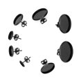 thumbnail image 4 of KAKOWELY 10PCS Ear Studs Base DIY Jewelry Accessory Creative DIY Ear Studs Cork Base Stainless Steel Black Earrings Making Tray Round Earrings Accessories with Ear Stopper for DIY Earrings Making, 4 of 4