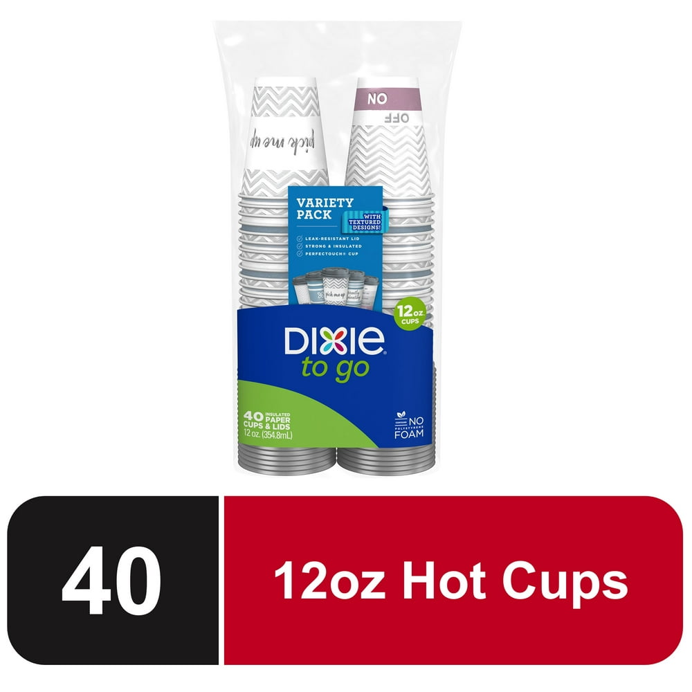 Dixie To Go Paper Hot Cups, 12 oz, 40 Count