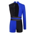 thumbnail image 5 of TiaoBug Gymnastics Leotard for Girls Cheerleading Outfit Sequin Color Block Short Jumpsuit Tumbling Biketard Blue 14, 5 of 7