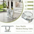 thumbnail image 6 of JUFU 63" Faux Marble Dining Table for 6, Modern Dining Room Table with Elegant White Marble Pattern, MDF Base, Scratch and Heat Resistant, Ideal for Kitchen & Dining Room, 6 of 8