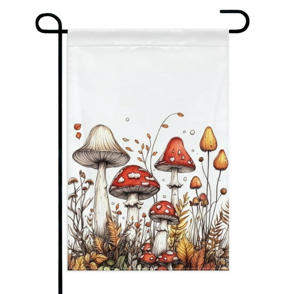 Autumn Mushrooms Garden Flags 12×18 Inch Double Sided Decorative Yard Banner Seasonal Flag for Outdoor Outside Decor