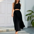 thumbnail image 6 of Drindf Dresses for Women 2023 Casual 2 Piece Solid Maxi Dress Summer One Shoulder Crop Top High Waisted Maxi Dress Trendy Split Skirt Set Boho Dress, 6 of 7