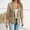 Khaki, variant on QIPOPIQ Womens Casual Blazers Button Front 3/4 Roll-up Sleeve Notched Lapel Business Work Blazer Jacket with Pockets Clearance