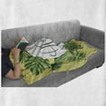 thumbnail image 6 of Aloha Soft Flannel Fleece Throw Blanket, Pencil Drawing with Leaves on Zigzag Pattern, Cozy Plush for Indoor and Outdoor Use, 60" x 80", Fern Green Pastel Yellow, by Ambesonne, 6 of 6