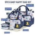 thumbnail image 3 of TeqHome 5Pcs Portable Baby Diaper Bag Tote Durable with Diaper Pad Food Bottle Bag for Mom Dad Travel Daycare Blue, 3 of 16