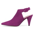thumbnail image 2 of YDN Women Fashion Pointed Closed Toe Cone High Heels Slingback Booties Ankle Strap Adjustable Buckle Party Dress Sandals Size 7 Magenta, 2 of 5