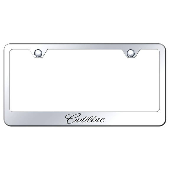 Cadilac Laser Etched Logo Stainless Steel License Plate Frame (Chrome)