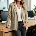 thumbnail image 4 of Chiccall Women’s Sweatshirt Blazer Jacket, Long Sleeve Lapel Shoulder Pads Lined Office Casual Sport Coat with Pockets, Loose Fit Work Outerwear for Daily Business, 4 of 9