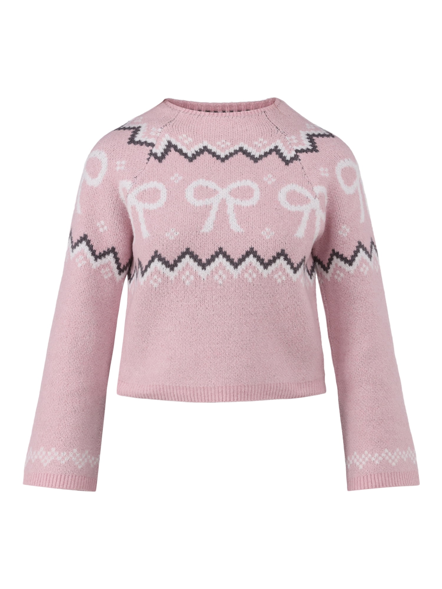 新品タグ付き ♡ Heart Fair Isle Knit Pullover No Boundaries Fairisle Jacquard Pullover - Plus Size