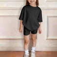 thumbnail image 6 of BVWKPCV Girls Clothes Tween Girl 2 Piece Outfits T-Shirt Tops +leggings Shorts Set Cute for Girls Outfits Size 7-14 Black 3-4Y, 6 of 6