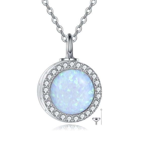 JUSORA Opal Urn Necklace for Ashes 925 Sterling Silver Urn Pendant Cremation Jewelry Gifts for Women