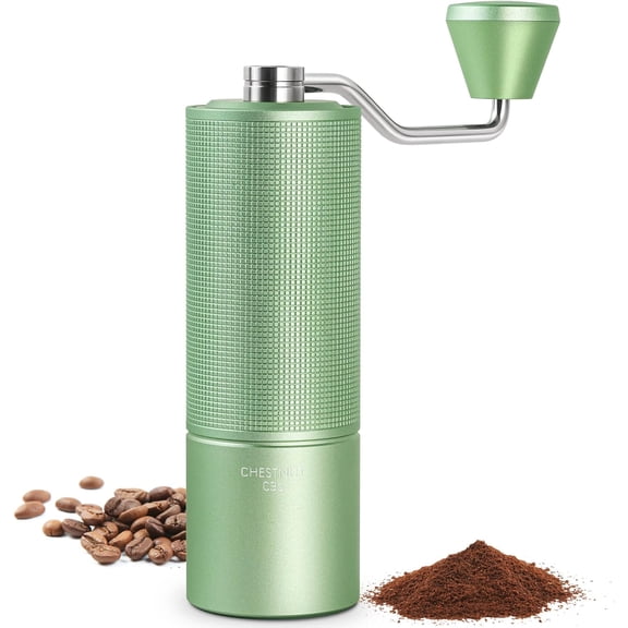 Chestnut C3S Manual Coffee Grinder, Hand Coffee Grinder with Adjustable Grind Setting, Stainless Steel S2C Conical Burr Coffee Grinder, for Espresso to French Press - Green