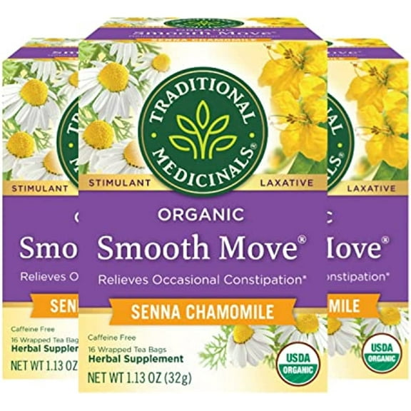 Traditional Medicinals Smooth Move Laxative Tea Bags Organic, 16 CT (Pack - 3)