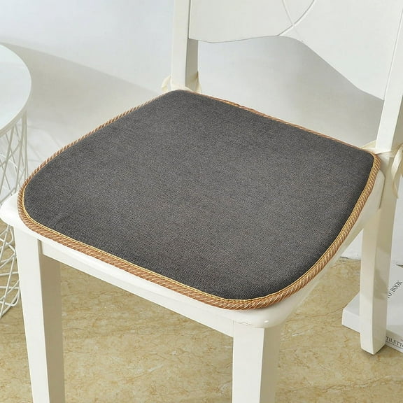 XmhyTop Thin Seat Cushion with Attachable Ties, Cozy Comfort Pad, 17.32 x 15.74 x 0.78 Inch - Lightweight Design for Garden, Terrace, Home, Kitchen & Office Spaces (Dark Grey)