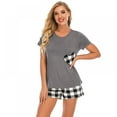 thumbnail image 4 of Womens Pajamas Set Soft Pjs Nightwear Short Sleeve Top with Plaid Shorts Pajama Sets Sleepwear S-2X, 4 of 6
