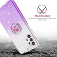 thumbnail image 5 of TJS Phone Case for Samsung Galaxy A32 5G Case, with Tempered Glass Screen Protector, Two Tone Shinny Glitter Metal Ring Magnetic Support Kickstand Cover (Purple), 5 of 7
