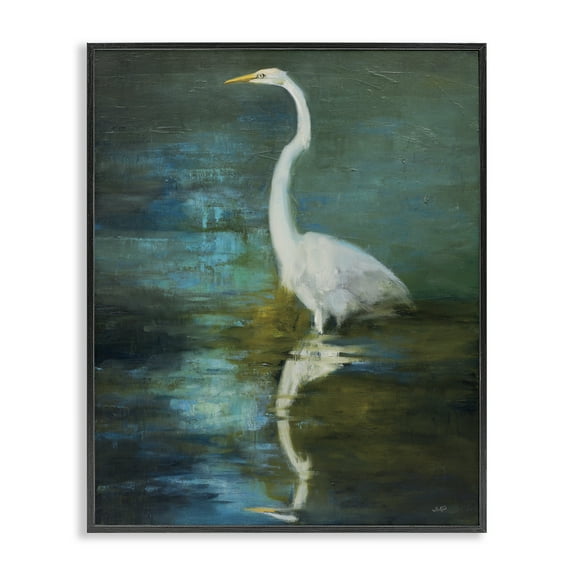 Stupell Industries Nautical Bird Lake Reflection Animals & Insects Painting Black Framed Art Print Wall Art, 11 x 14