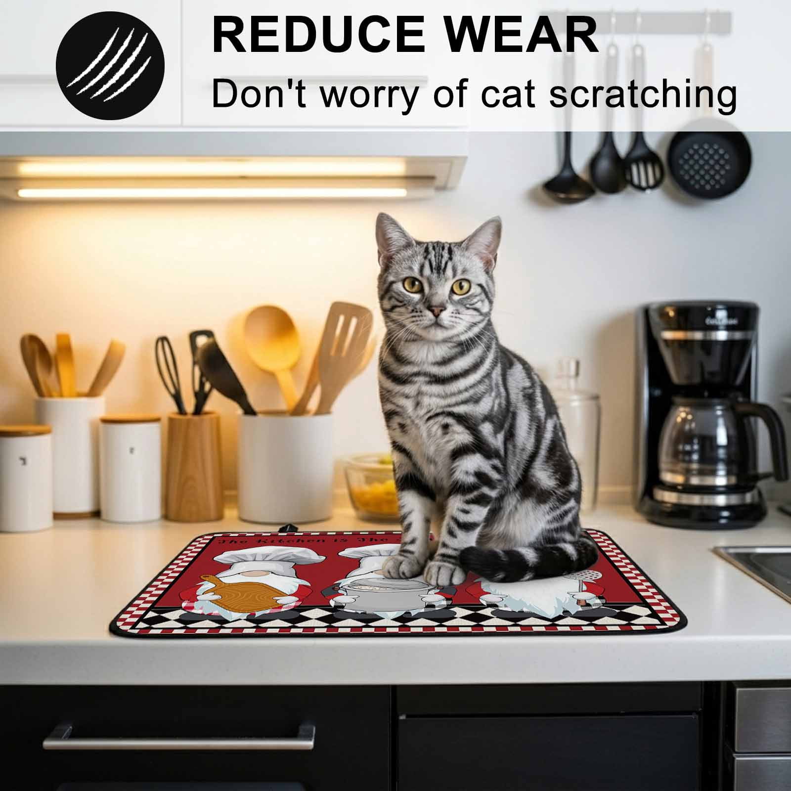 Red Chef Gnomes Stove Top Cover for Electric Stove, Heat-proof & Non Slip Glass Top Stove Cover Protector, Farmhouse Red White Plaid Kitchen Flat Cooktop Rubber Mat 28.5x20.5 Inches