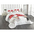 thumbnail image 3 of Ambesonne Retro Quilted Bedspread Set 3 Pcs, Funny Newlyweds Balloons, King Size, Red White Black, 3 of 5