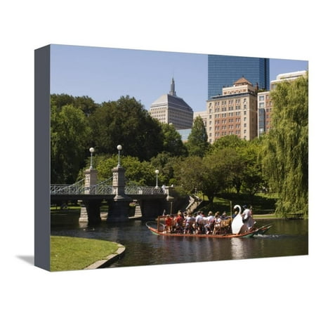 Lagoon Bridge and Swan Boat in the Public Garden, Boston, Massachusetts, United States of America Stretched Canvas Print Wall Art By Amanda