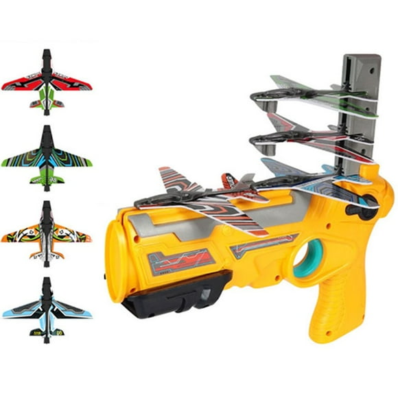LED Glowing Airplane Toy with Launcher 2 Flight Mode Throwing Foam Plane Novelty Gifts for Children