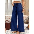 thumbnail image 4 of DOKOTOO Jeans for Women High Waisted Wide Leg Jeans with Ruffle Hem Trendy Stretchy Denim Loose Pants Straight Leg (Plus Sizes Available), 4 of 8