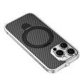 thumbnail image 2 of Dteck Metal Case for iPhone 15 Pro,Shockproof Stainless Steel Bumper Carbon fiber Back Cover Compatible with Mag Safe Case Ring Holder Stand Cover for iPhone 15 Pro,Silver, 2 of 9