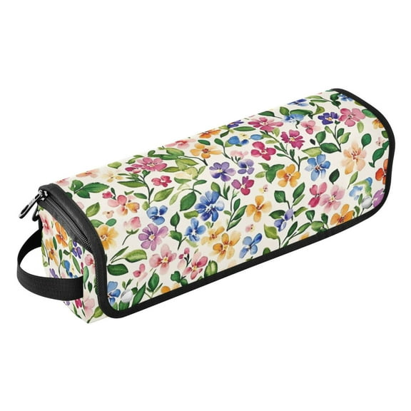 Hair Tool Travel Bag with Heat Resistant Mat for Flat Iron, Straighteners, Curling Iron, Makeup, Toiletries & Haircare Accessories, Portable Hot Tools Organizer with Hangdbag. Watercolor Floral