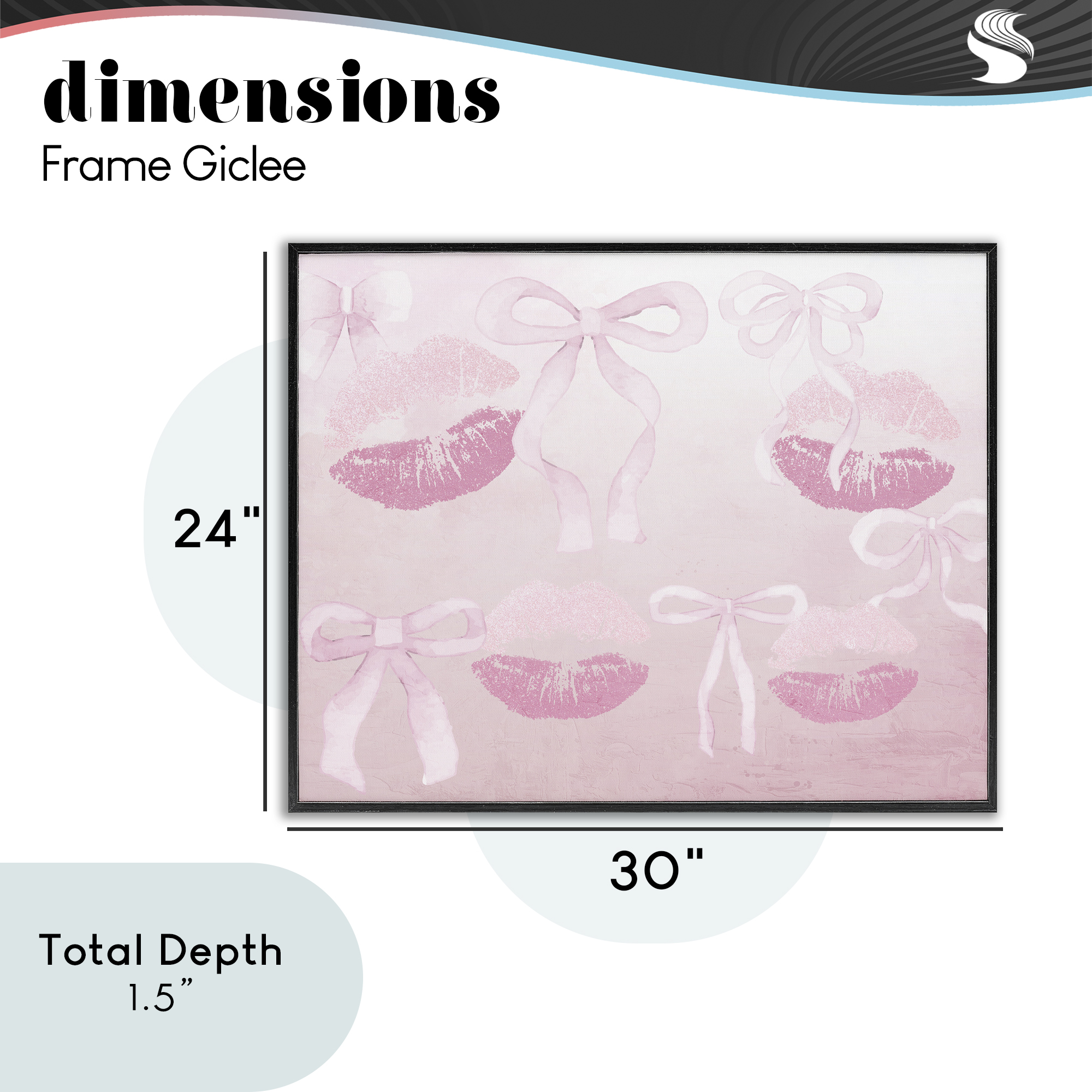 Dreamy Bows & Lips Black Framed Giclee Art, design by Kim Allen