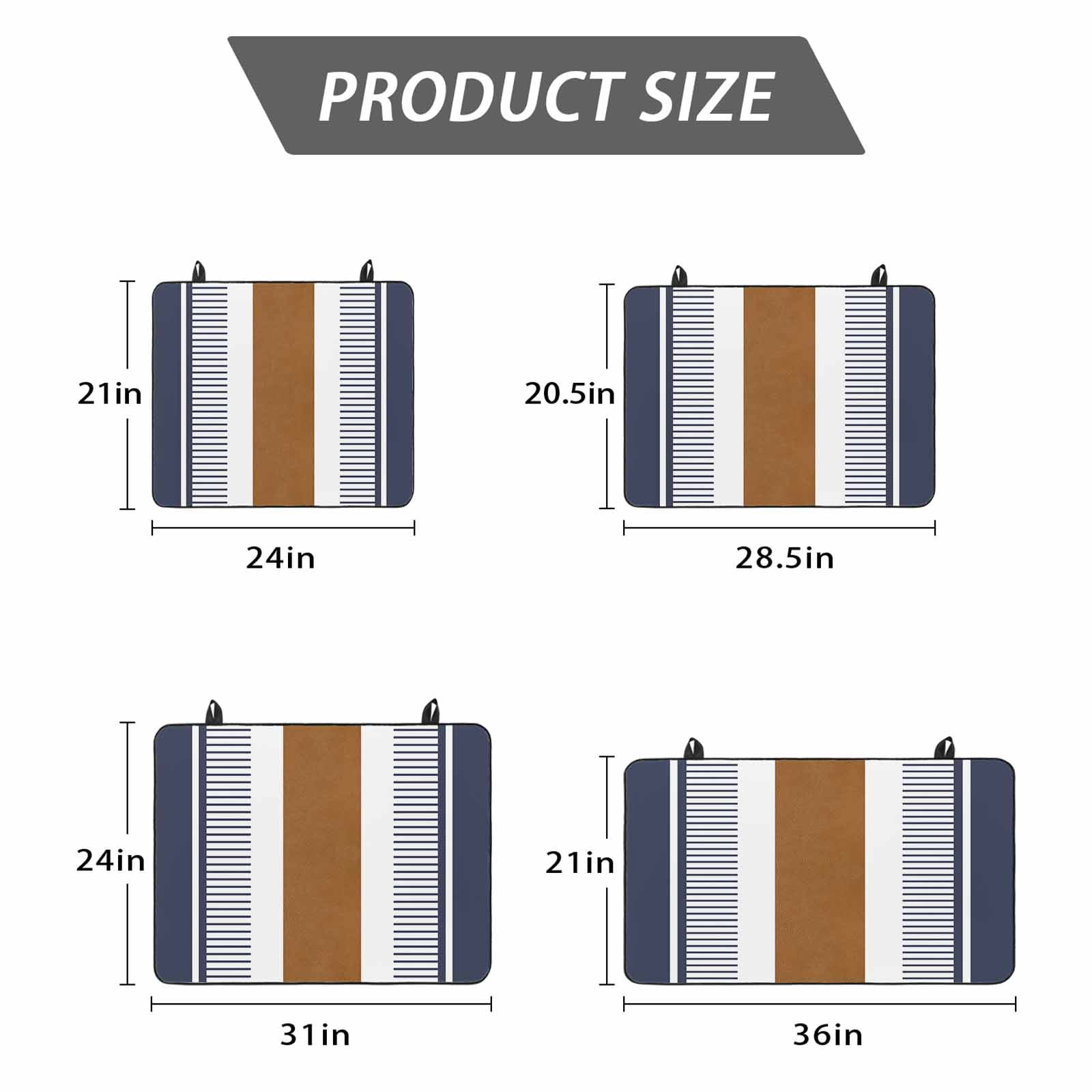 Modern Brown Blue Stove Top Cover for Electric Stove, Heat-proof & Non Slip Glass Top Stove Cover Protector, Boho Contemporary Geometric Striped Kitchen Flat Cooktop Rubber Mat 31x24 Inches