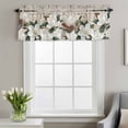 thumbnail image 2 of White Blanc Window Valance for Kitchen, Watercolor Flower Floral Plants Barn Gate Farmhouse Rod Pocket Short Curtain for Small Windows, Light Filtering Decorative Valance, 42 x 12 Inch, 1 Panel, 2 of 6