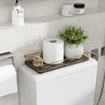 thumbnail image 3 of Toilet Paper Basket Holder, 13" Toilet Tank Tray, Wood and Metal Toilet Tray Vanity Organizer Bathroom Tray, Kitchen Sink Organizer for Soap Dispenser (Black + Gold), 3 of 8