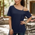 thumbnail image 4 of yillto Womens off Shoulder Top Short Sleeve Fashion Blouse Casual Summer Going out Loose Tunics Tee, 4 of 6