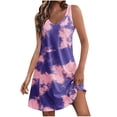 thumbnail image 2 of RYDCOT Summer Dresses for Women 2024 Trendy Tie Dye Print Cover Up V-Neck Sleeveless Sundresses with Pockets Beach Vacation Dresses, 2 of 7