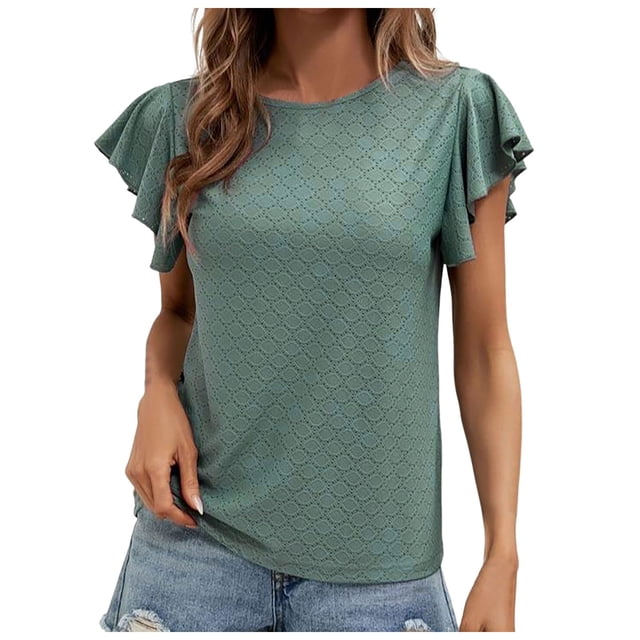 TSADFHJI Hauts de Noël pour Femmes Grande Taille Mode Manches Courtes Col Rond T-Shirt de Base Top S Vert