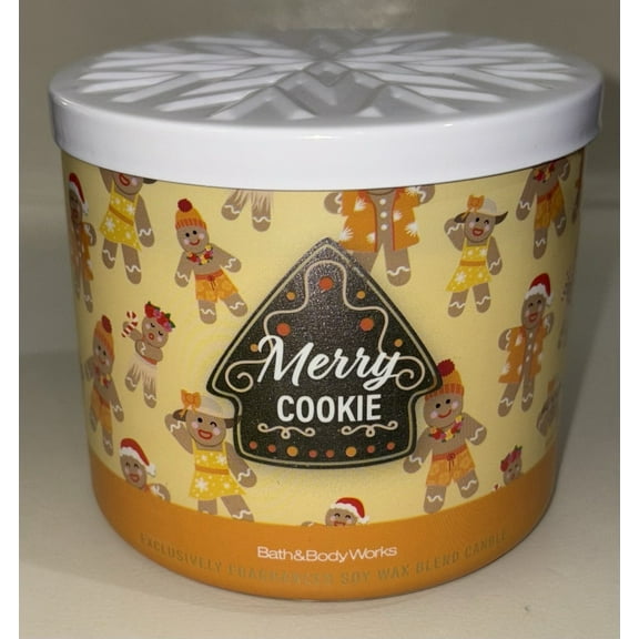 Bath and Body Works Merry Cookie 3 Wick Scented Candle New with Lid