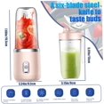 thumbnail image 2 of HUGFEGWE Mini Blender,Portable Blender 400ml Capacity Travel Blender 6 Cutter Portable Juicer Blender with 1 Water Bottle USB Rechargeable Blender for Smoothies Type 2 CJB91-130018, 2 of 8