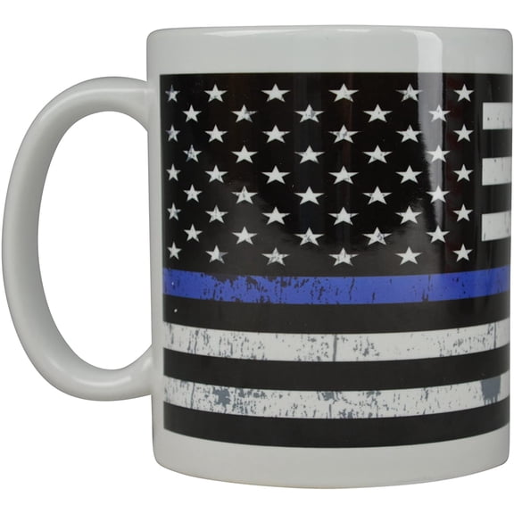 Blue Lives Matter Flag Thin Blue Line Magic Color Changing Mug Ceramic Tea Cup Funny Friend Gift Coffee Mug for Women and Men 11oz with Handle Microwave Safe
