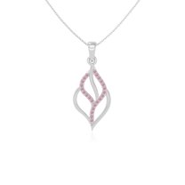 Natural Pink Tourmaline Leaf Shape Pendant Necklaces for Women in Sterling Silver, October Birthstone Jewelry Gifts for Her Birthday, Wedding Anniversary, Graduation, Christmas, Mothers Day