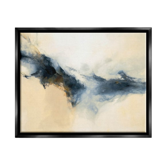 Stupell Industries Fluid Contemporary Shape Arrangement Graphic Art Jet Black Floating Framed Canvas Print Wall Art, Design by Dina D’Argo