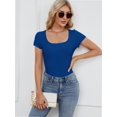 thumbnail image 6 of Womens Scoop Neck Short Sleeve Casual Tshirts Tops Summer Going Out Work Cute Fitted Shirts Trendy, 6 of 6