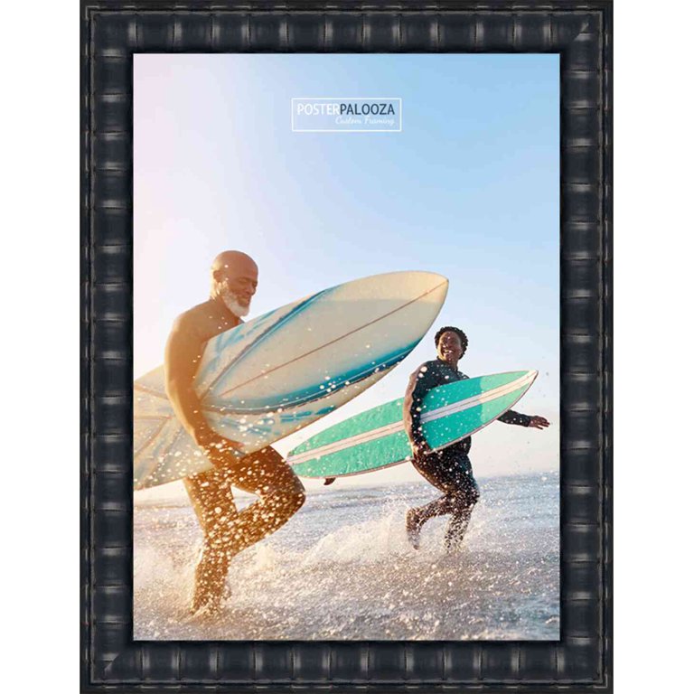 21x17 Black Bamboo Picture Frame - UV Acrylic, Foam Board Backing