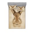thumbnail image 2 of Ambesonne Vintage Fitted Sheet & Pillow Sham Set, Dots Bunny Geometric, Twin, Pale Brown, 2 of 3
